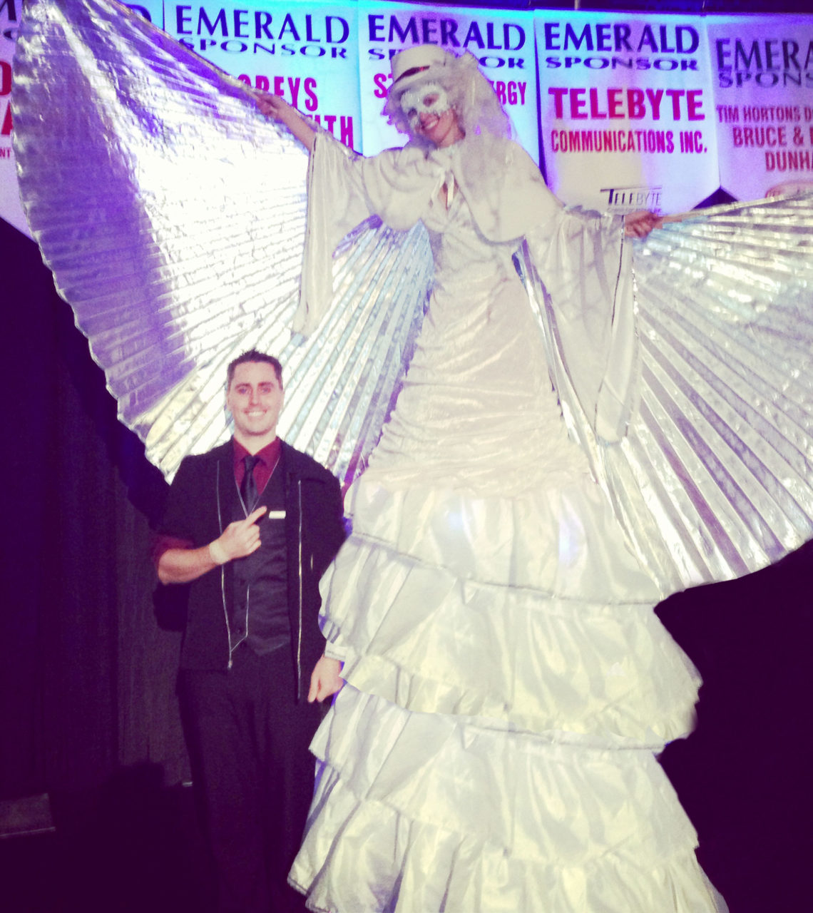 Red Deer stilt walker makes a BIG impression!